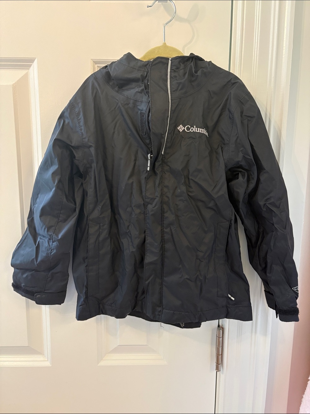 Columbia Kids Black Hooded Rain Jacket